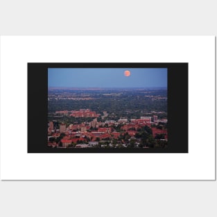 Supermoon rising over Boulder Colorado Posters and Art